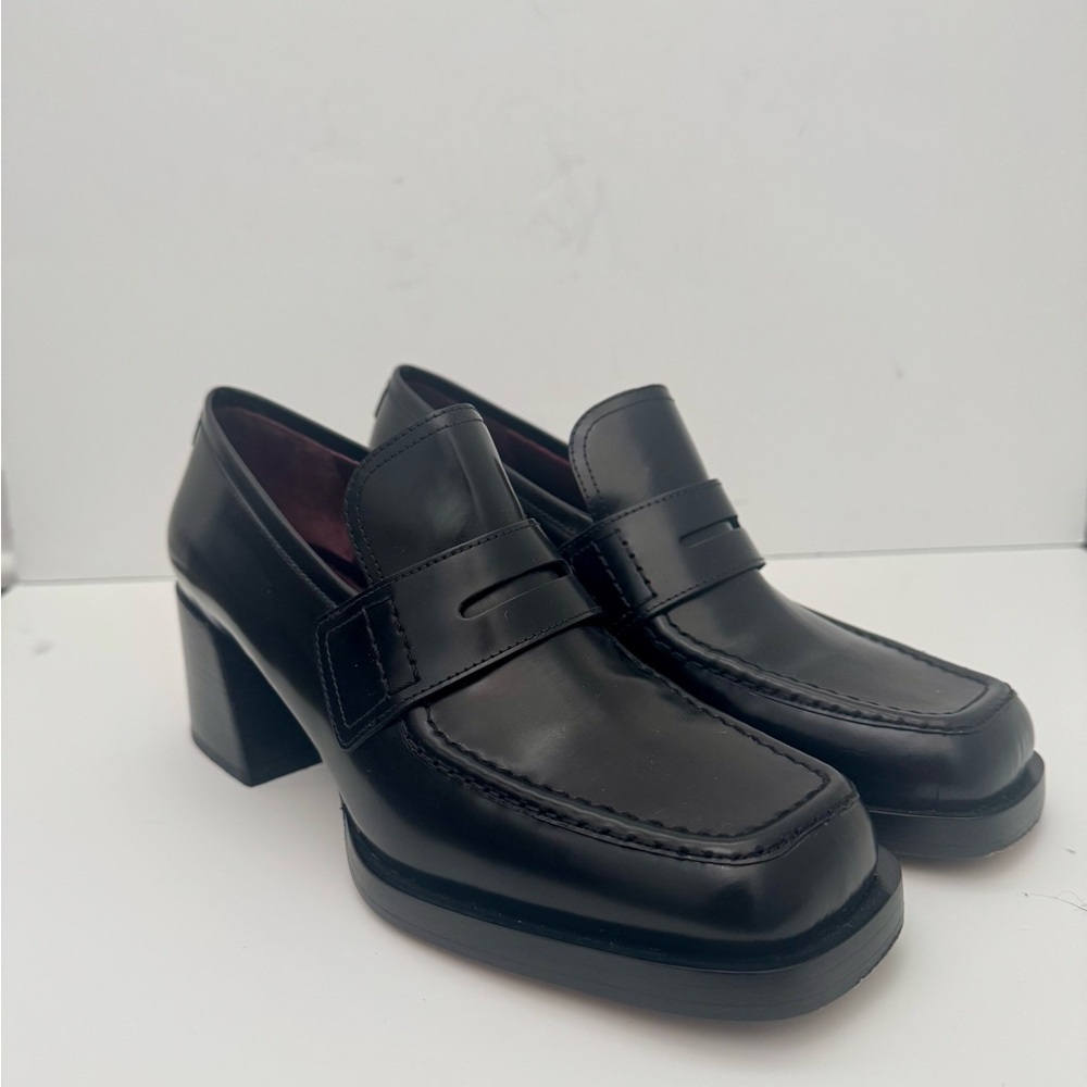 Labucq KITTY BLACK SPAZZOLATO Chunky Heel Loafers